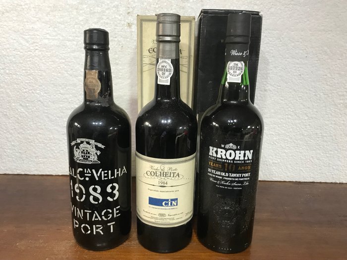 Port: 1983 Real Companhia Velha Vintage, 1984 Borges Colheita & Krohn 10 anos - 斗羅河 - 3 瓶 (0.75L)