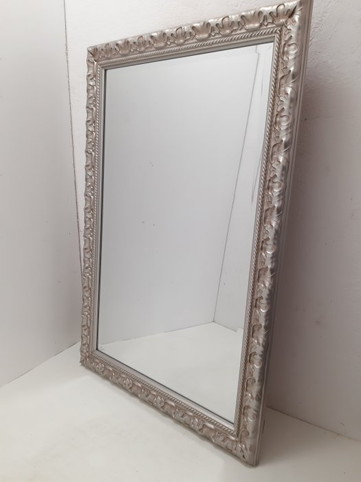 90 cm 8 kg - Spejl  - spejl med træramme - kanter facetteret