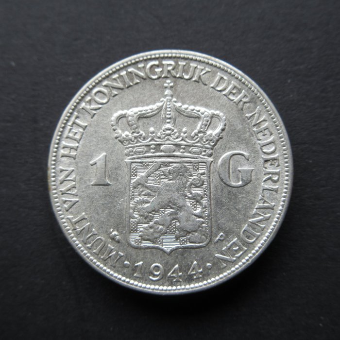 Niederlande. Wilhelmina (1890-1948). Zilveren Gulden 1944 EP. TOPKWALITEIT  (Ohne Mindestpreis)