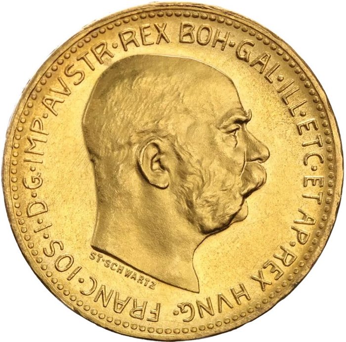 Itävalta. Franz Joseph I. Emperor of Austria (1850-1866). 20 Corona 1915