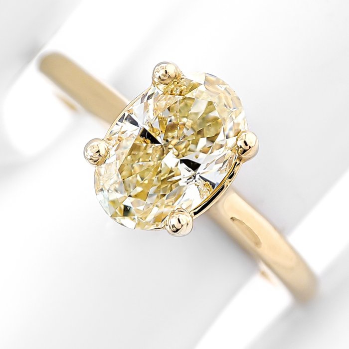 No Reserve Price - Ring Yellow gold -  1.01 tw. Yellow Diamond  (Natural coloured) 