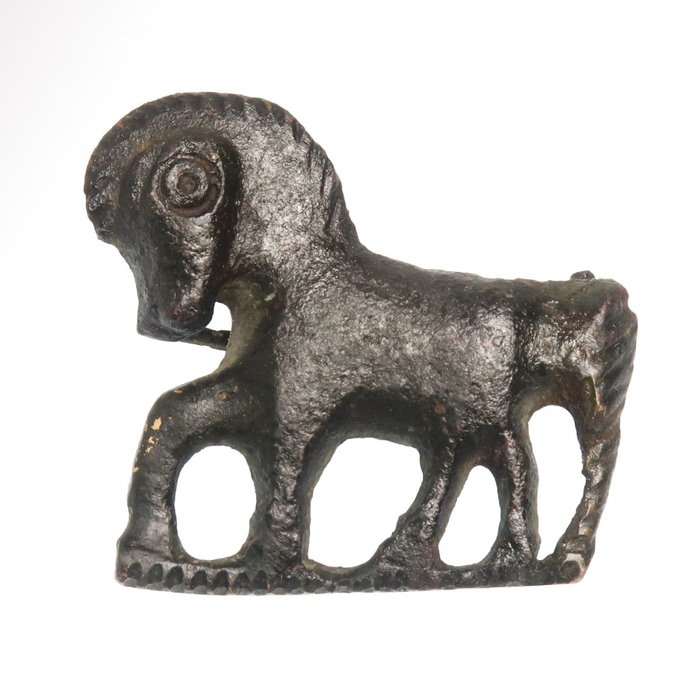 Epoca Romanilor Bronz Fibula cu broșă de cal