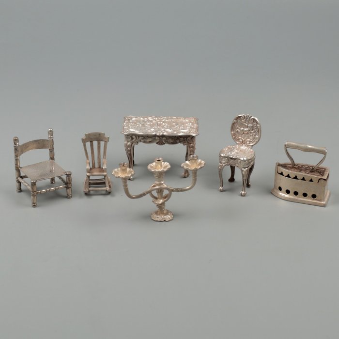NO RESERVE. Diversen - Figurine miniature (6) - Argent .833 et .835.