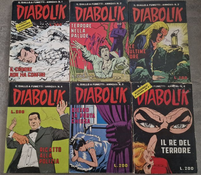 Diabolik nn. 1/26 - anno XII completo - 26 Comic - Πρώτη έκδοση - 1973