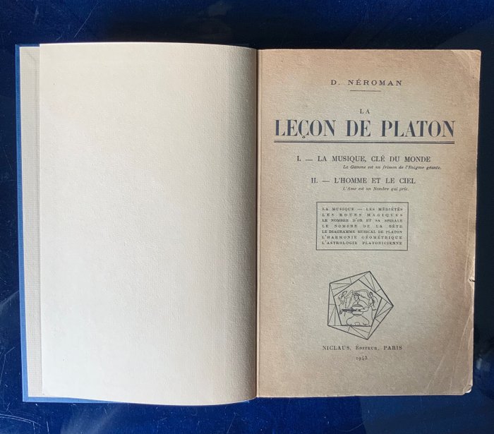 D.Néroman - La Lecon de Platon [signee] par l'auteur - 1943