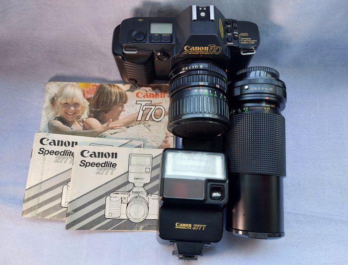 Canon T70 + FD 35-70mm + Vivitar 70-210mm  + acc. | Cameră reflexă cu o singură lentilă (SLR)