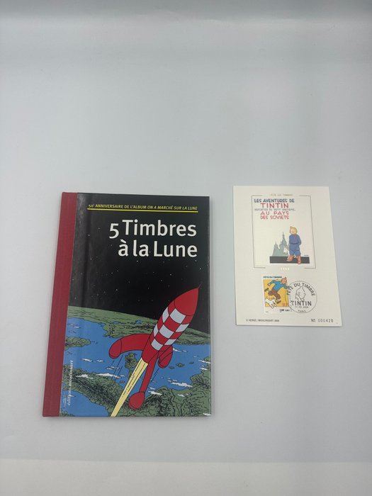 Tintin - 5 timbres à la lune + planche fête du timbre - C - 1 Album - Édition limitée et numérotée - 2004