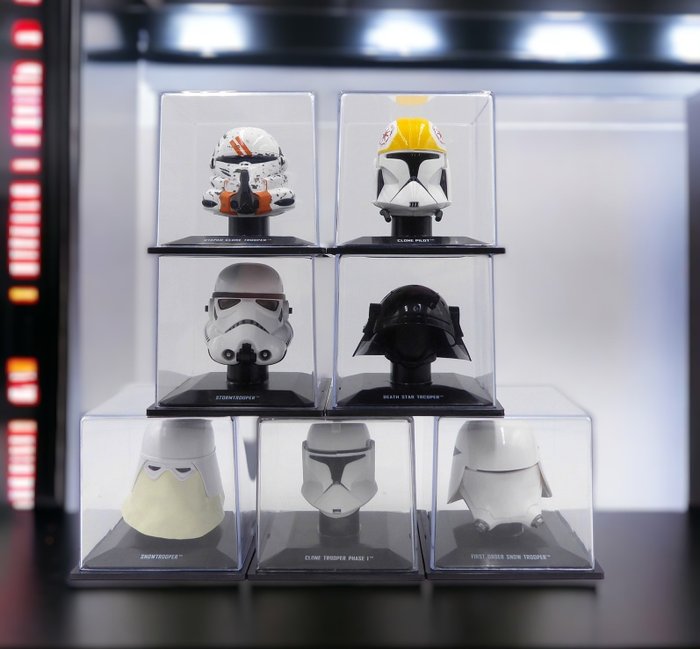 7 Helmets Original Collection, Star Wars - LucasFilm - Statuetta - Storm Trooper, First Order Snow Trooper, Cloone Trooper Phase I, Clone Pilot, Utapau Clone Trooper, - Composito