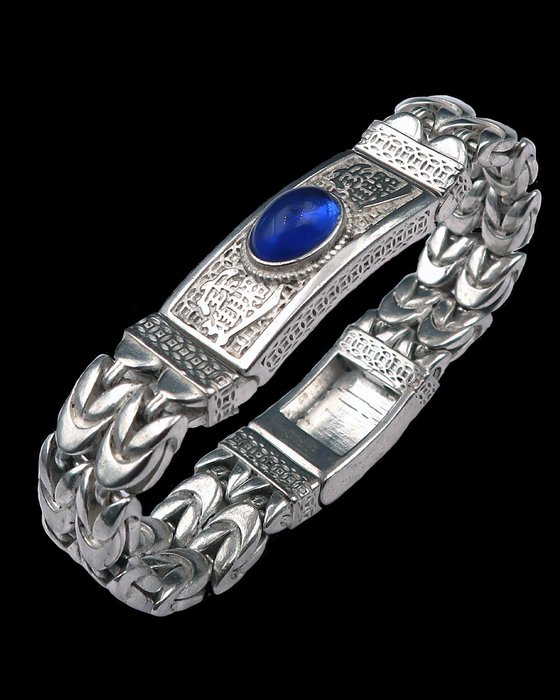 Verziertes Schutzarmband – Das unerschütterliche Blau Buddhas – Weist das Negative ab – Wohlstand - Kettenarmband