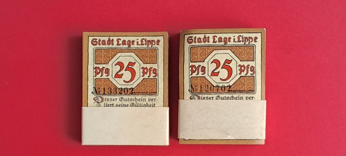 Tyskland. - Lage a.d. Lippe - 200 x 25 Pfennig 1921  (Utan reservationspris)