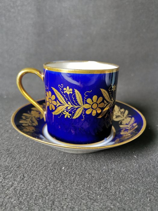 Sevres - 杯子和碟子 (2) - 路易·菲利普（1830-1848）- 钴蓝色和金色 -S1834