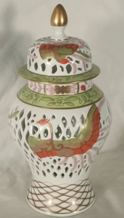 Herend - Vas med lock -  Fågel Fenix  - Porslin
