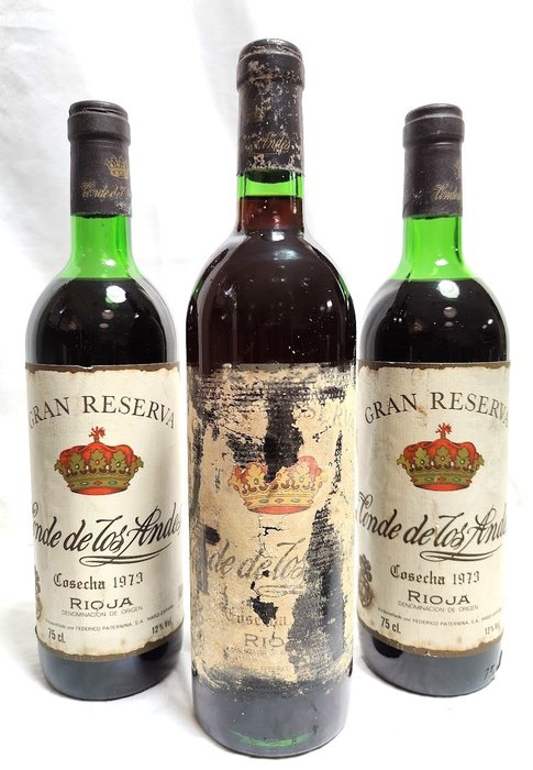 1964 Federico Paternina, Conde de los Andes x1 & 1973 x 2 - Rioja Gran Reserva - 3 Butelki (0,75l)