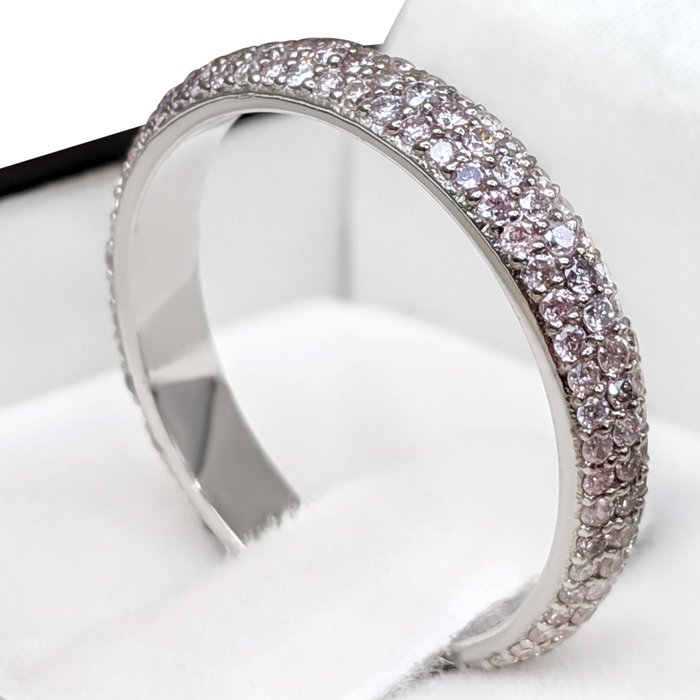 Nincs minimálár - Gyűrű - 14 kt. Fehér arany -  1.00 tw. Rózsaszín Gyémánt  (Természetes színű) 