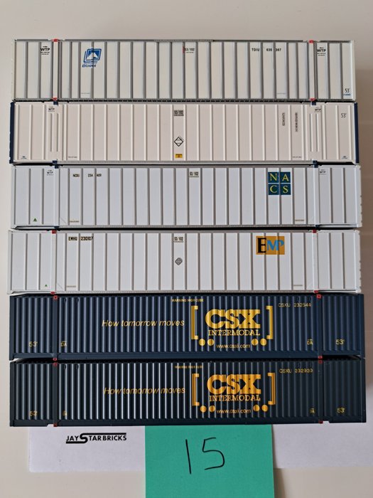Diverse merken H0 - Model treinbevestiging (6) - 6x 53ft. containers