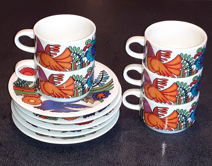 Villeroy & Boch - Kaffee- und Teeservice (12) - Acapulco - 5 tasses à thé ou chocolat + 1 tasse a café. - Keramik