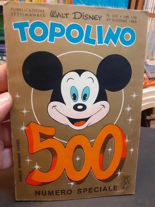 Topolino N.  500  originale - con farfalla e  bollini club , giochini non compilati - 1 Comic - Første utgave - 1965