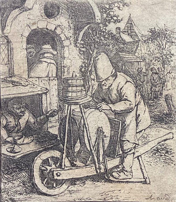 Adriaen Van Ostade (1610-1685) - L'arrotino - originale