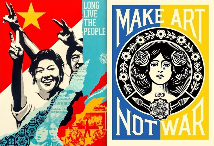 Shepard Fairey (OBEY) (1970) - Long Live the People + Make Art Not War Bonus