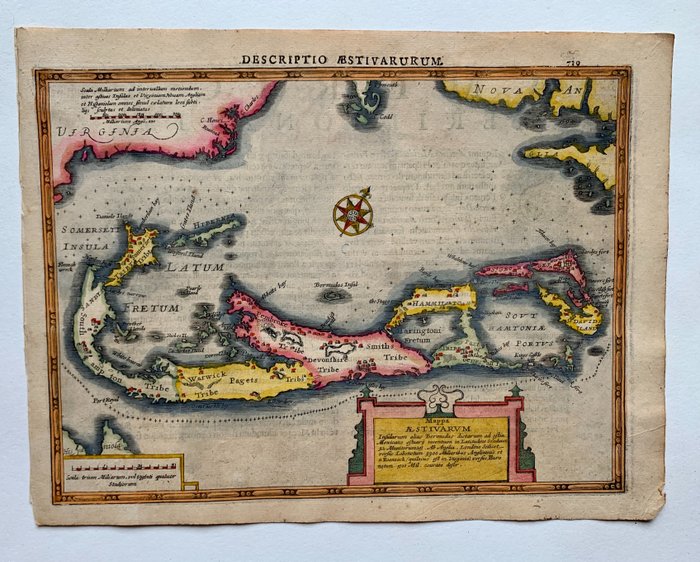 America, Map - Bermuda; G. Mercator/ J. Hondius/ J. Cloppenburgh - Aestivarum - 1621-1650