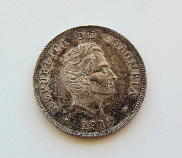 Colombia. Republic. 50 centavos 1916 - KM#193.1 (Birmingham / Bogotá Mint; small date)  (No Reserve Price)