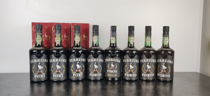 Ferreira Port: 2x 10 years old Tawny, 20 years old Tawny & 5x Superior Tawny - Douro - 8 Pullot (0.7 L)