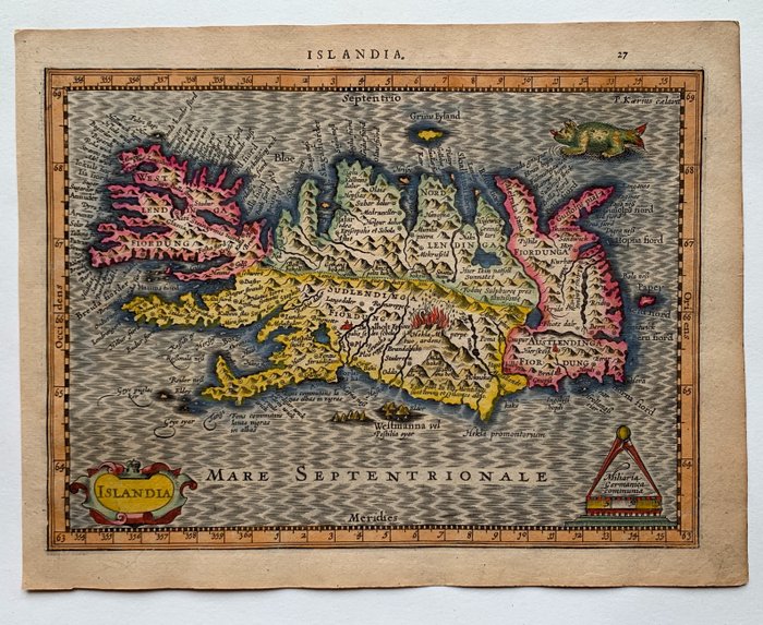 歐洲, 地圖 - 冰島; G. Mercator/ J. Hondius/ J. Cloppenburgh - Islandia - 1621-1650