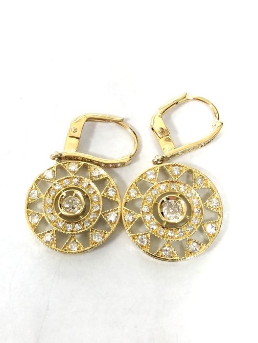 Earrings - 18 kt. Yellow gold Diamond  (Natural) 