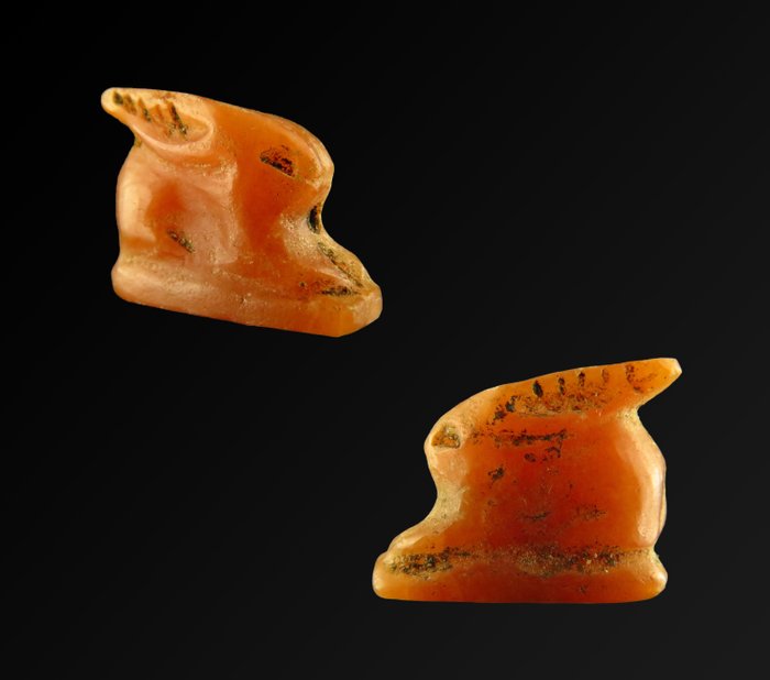 古埃及 玛瑙 Sekhat/女神 Unut/Wenet 的野兔护身符 - 1.9 cm  (没有保留价)