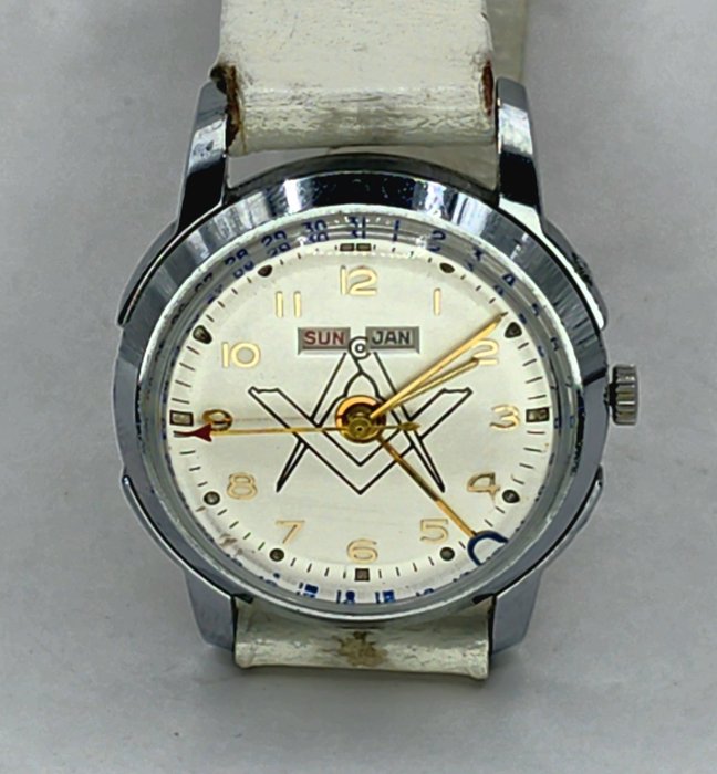 Masonic - Geneve - Flache Armbanduhr - Freimaurer - Kalenderkomplikation - Sans Prix de Réserve - Unisexe - Suisse vers 1950