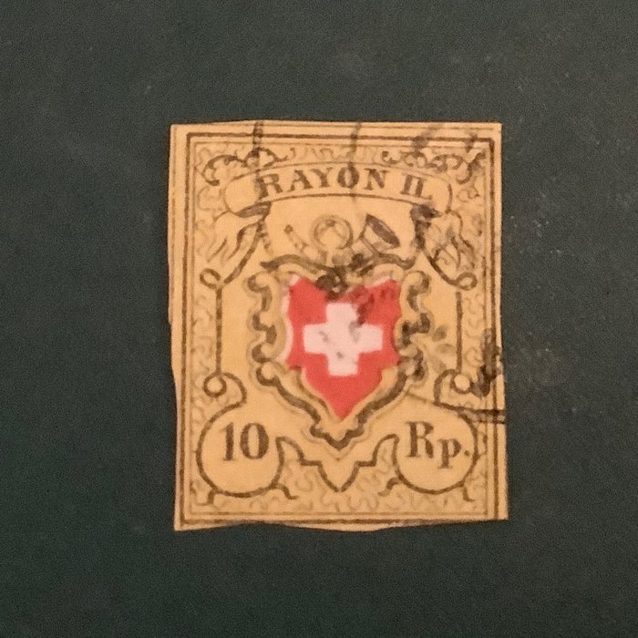 Suíça 1850 - Rayon II em papel seiden (pedra DIE) - Zumstein 16 II Ab 6