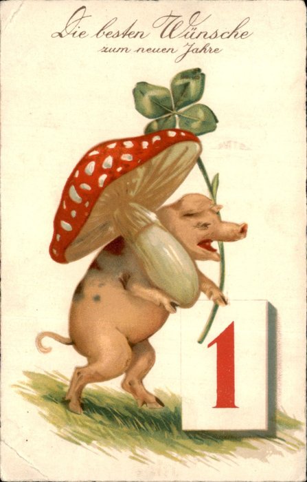 Fantasie, Neujahr - Postkarte (97) - 1900-1960