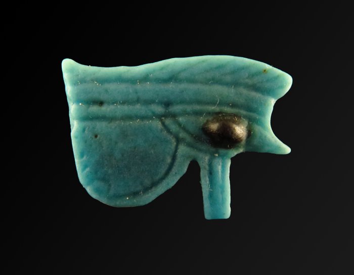Oldtidens Egypten Fajance Eye of Horus/Wedjat amulet - 1.8 cm  (Ingen mindstepris)