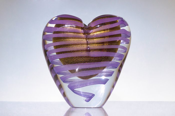 N.O.R. Glass Factory - Murano - C.B.C.R. - Vase -  Nedsænket hjerte  - Glas, Guld