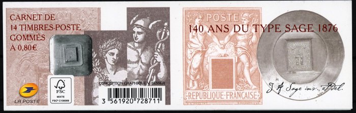 Frankreich 2016 - Typ Sage – Das seltene vollständige Notizbuch – Hervorragend - Yvert C1523**