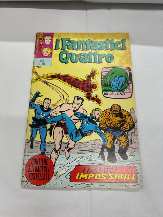 Fantastici Quattro n. 3 con adesivi - "I nemici impossibili" - 1 Comic - Første udgave - 1971