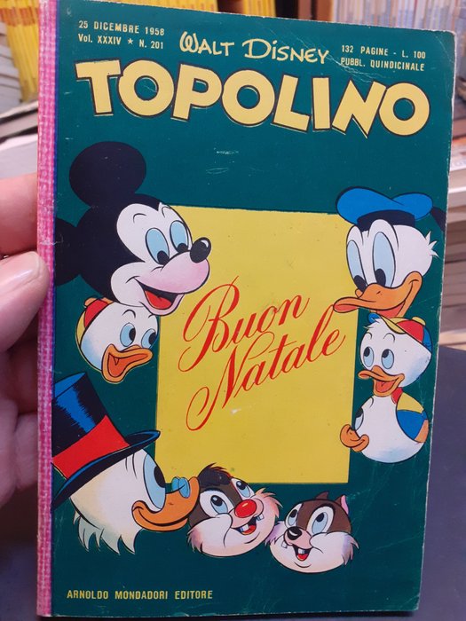 Topolino N. 201 - con bollino club + cartolina Astra - 1 Comic - Első kiadás - 1958