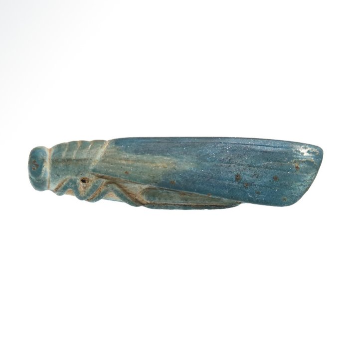 Oud-Egyptisch Faience Sprinkhaan Amulet