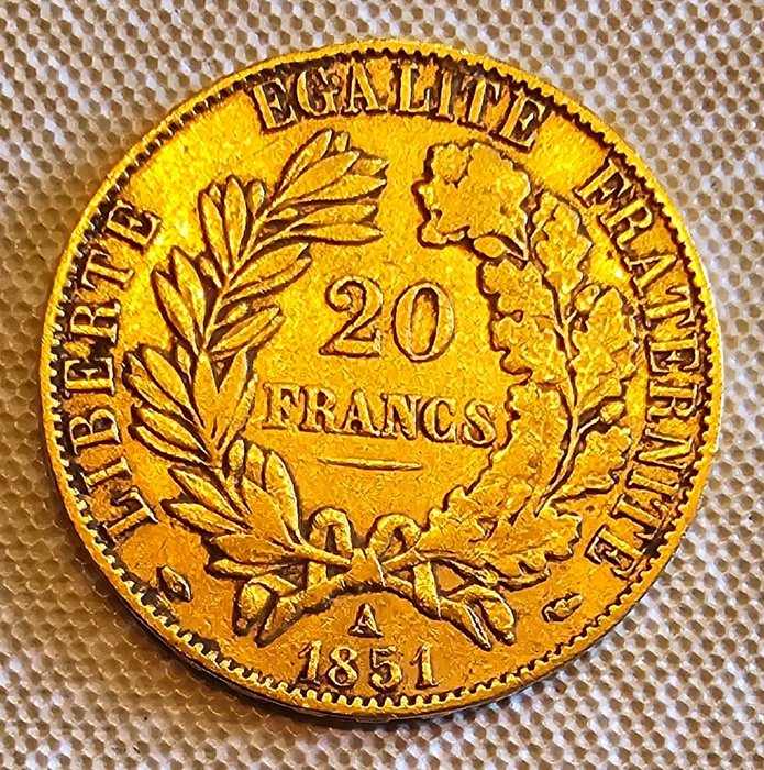 Francia. Second Republic (1848-1852). 20 Francs 1851-A Cérès