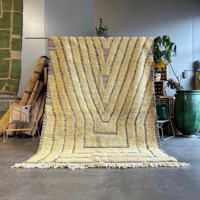 摩洛哥现代羊毛地毯 - 手工编织柏柏尔地区地毯 - 凯利姆平织地毯 - 300 cm - 195 cm