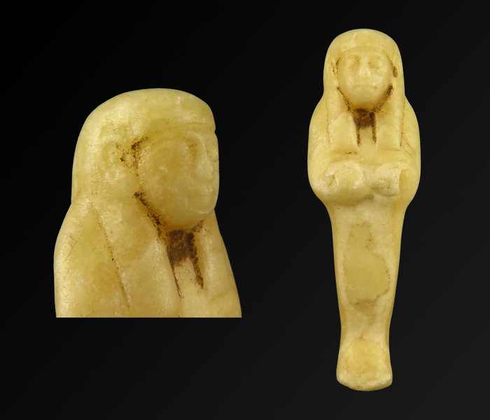 Oud-Egyptisch Albast Oeshabti - 8.5 cm