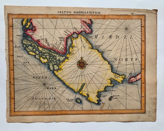 Amerika, Landkarte - Südamerika / Chile / Magellanstraße; G. Mercator/ J. Hondius/ J. Cloppenburgh - Fretum Magellanicum - 1621-1650
