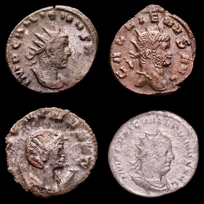 Romarriket. Salonina, Valerian I & Gallienus (2). Lot comprising four (4) antoninianus From Rome mint.  (Ingen mindstepris)