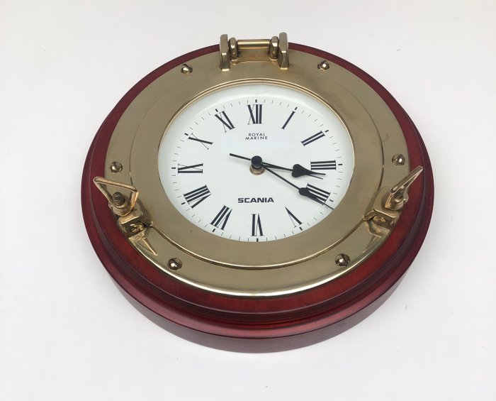 Wall clock -   Brass, Wood - 1980-1990