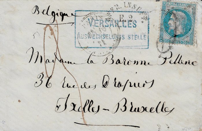 Francja 1871 - List z wojny 1870 r. wysłany w czasie niemieckiej cenzury - Yvert et Tellier n°29