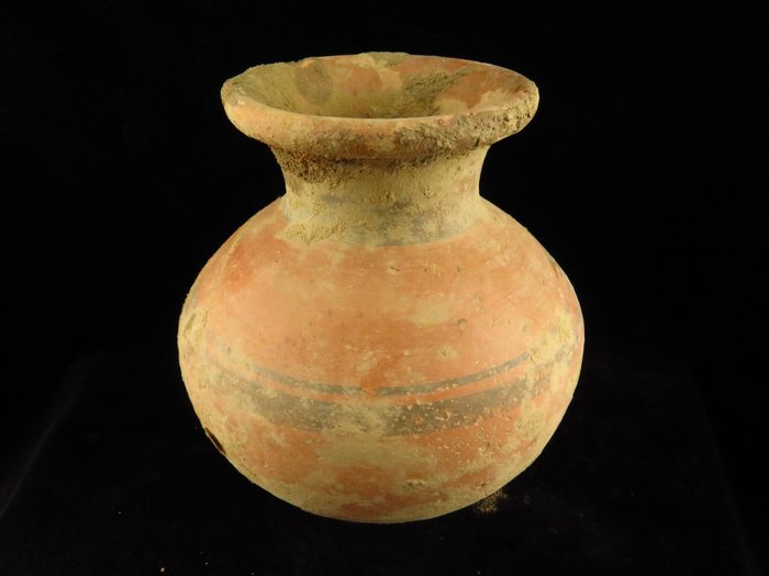 Indus-völgy Terrakotta díszített Quetta váza - 13 cm  (Nincs minimálár)