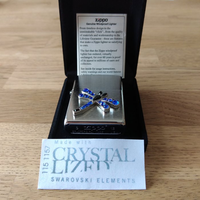 Zippo - Swarovski Dragonfly chrystal lized - special limited Edition - with velvet box - Zseb öngyújtó - Fém