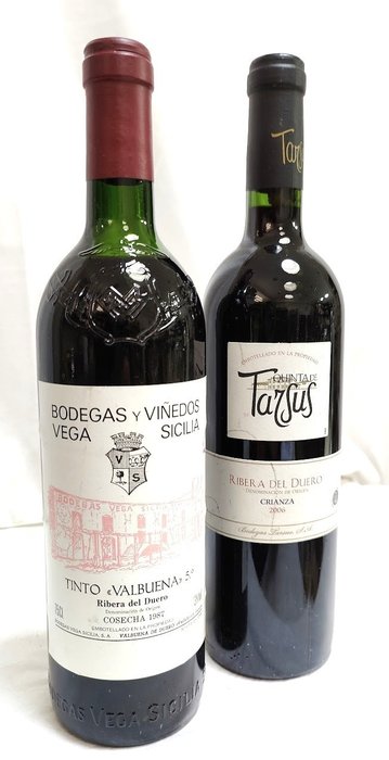1987 Vega Sicilia, Tinto Valbuena 5º Año & 2006 Quinta de Tarsus, crianza - Ribera del Duero - 2 Flessen (0.75 liter)