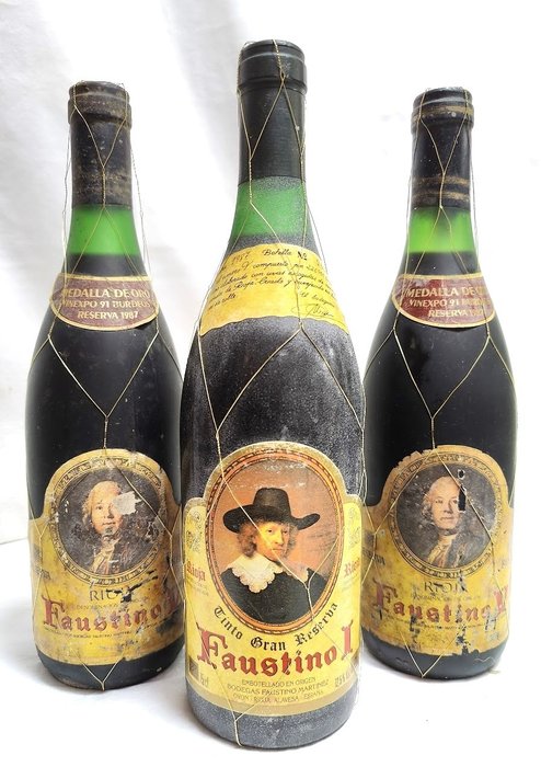 1987 Bodegas Faustino I, gran reserva x1 & Faustino V, reserva x2 - Rioja - 3 Bottiglie (0,75 L)