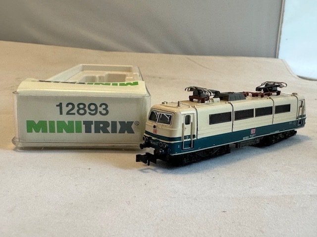Minitrix N轨 - 12893 - 模型火车 (1) - BR 184 海蓝色 - 德国联邦铁路米色 - (9102) - DB